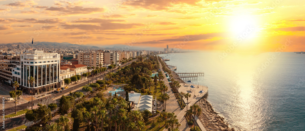 Limassol beach summer sunset Cyprus