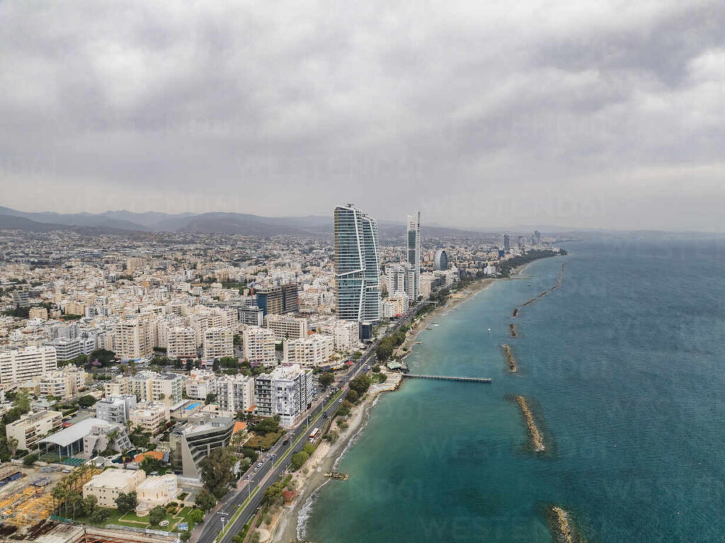 Limassol coastline aerial view Cyprus