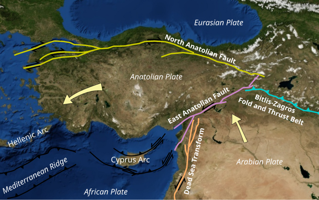 Cyprus tectonic plate map Eastern Mediterranean
