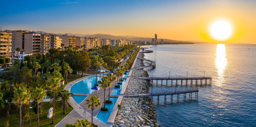 Limassol sunrise over Mediterranean Sea
