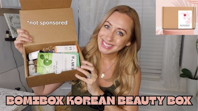 woman unboxing Korean skincare delivery box