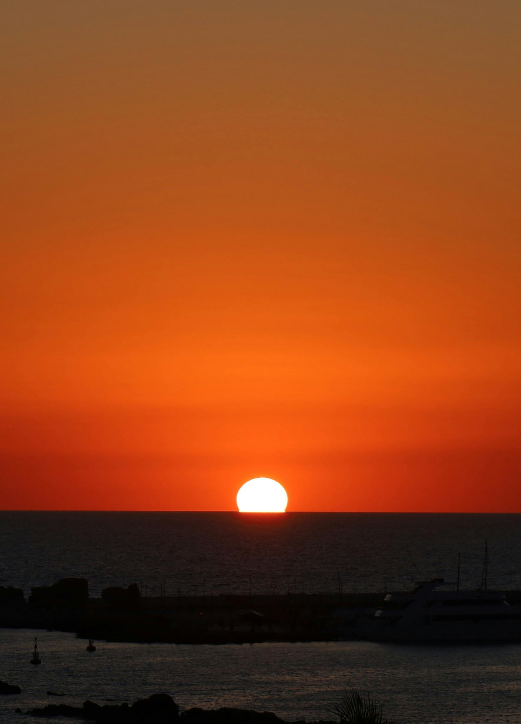 Dramatic Mediterranean sunset over the sea in Cyprus