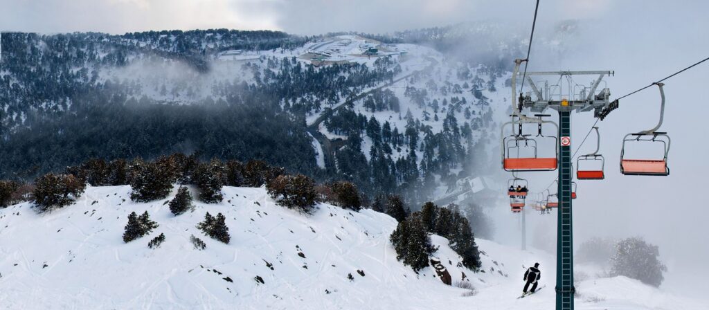 Troodos Mountains road winter snow Cyprus