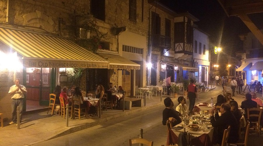 Limassol Old Town restaurant terrace night